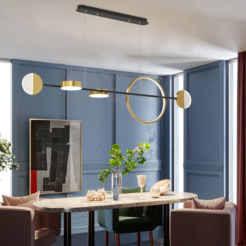 Cirkel metalen eiland hanglamp eigentijds gouden LED-plafondlamp voor eetkamer Clearhalo
