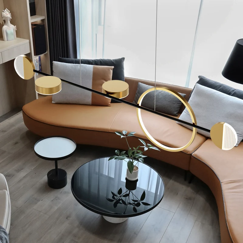 Cirkel metalen eiland hanglamp eigentijds gouden LED-plafondlamp voor eetkamer Clearhalo