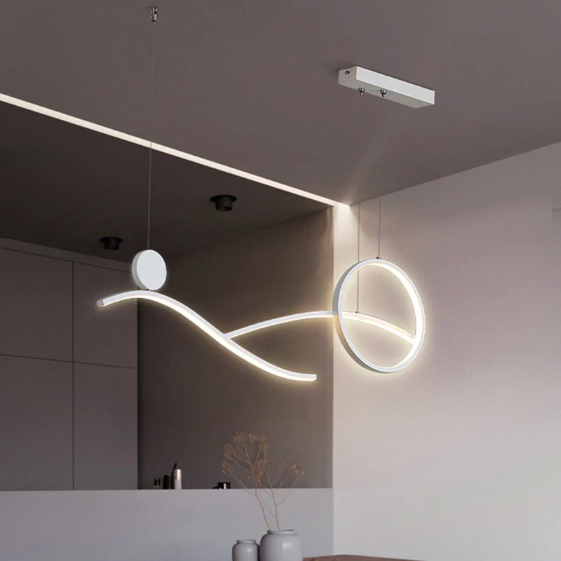 Cirkel- en takverlichting Eenvoud Metallic zwart/wit/goud LED-hangende kroonluchter warm/wit licht Clearhalo