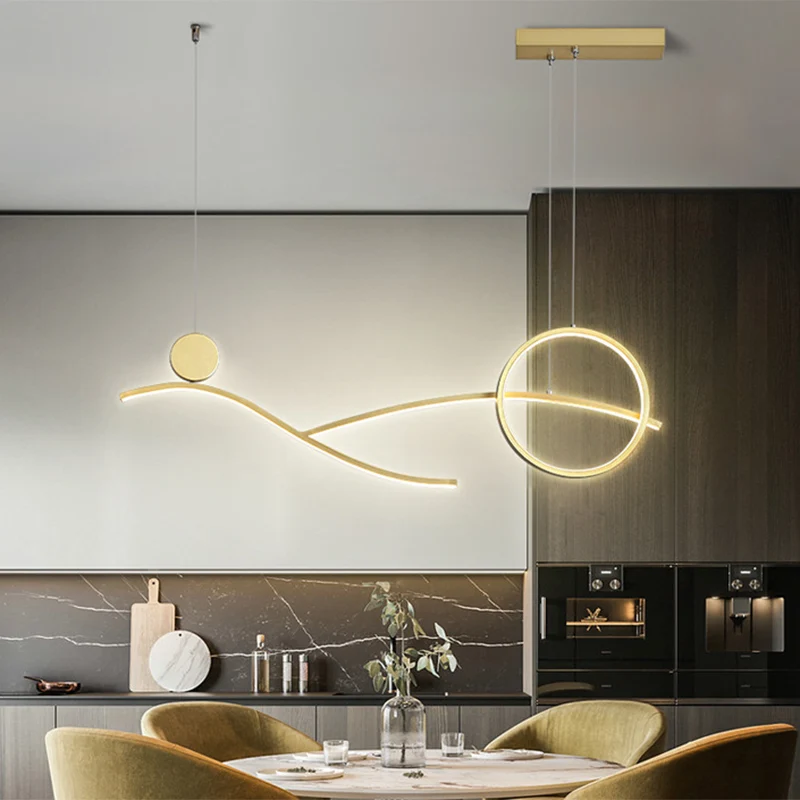 Cirkel- en takverlichting Eenvoud Metallic zwart/wit/goud LED-hangende kroonluchter warm/wit licht Clearhalo