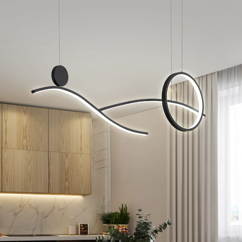 Cirkel- en takverlichting Eenvoud Metallic zwart/wit/goud LED-hangende kroonluchter warm/wit licht Clearhalo