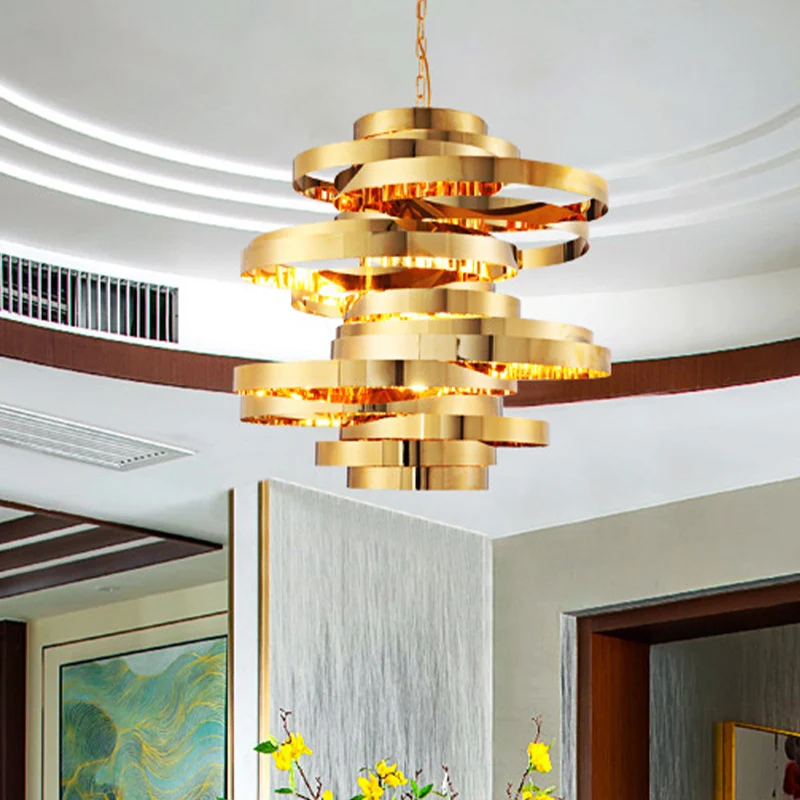 Cirkel woonkamer plafond kroonluchter koloniale metalen 6/8 koppen gouden hanglamp Clearhalo