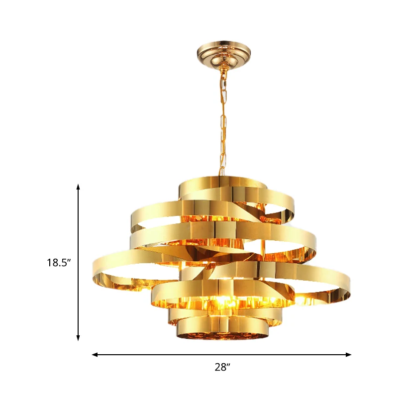 Cirkel woonkamer plafond kroonluchter koloniale metalen 6/8 koppen gouden hanglamp Clearhalo