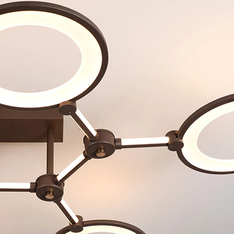 Cirkelring woonkamer semi-inbouwarmatuur acryl 5-lichts hedendaagse plafondlamp koffie Clearhalo