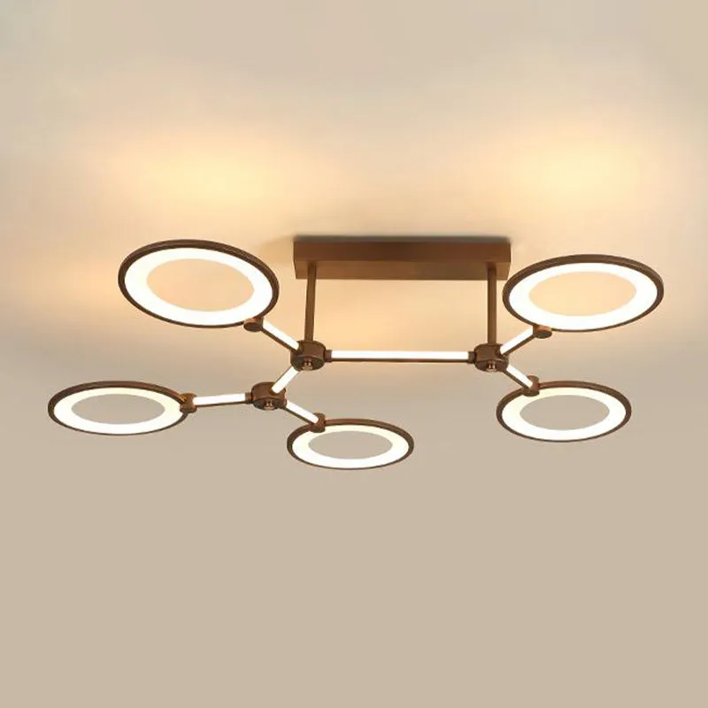 Cirkelring woonkamer semi-inbouwarmatuur acryl 5-lichts hedendaagse plafondlamp koffie Clearhalo