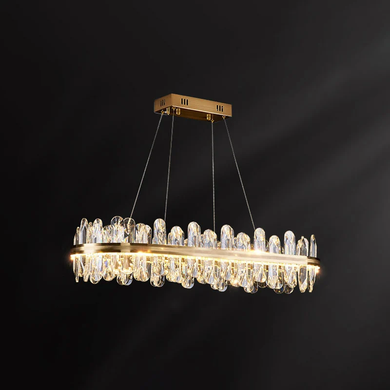 Cirkelvormige eetkamer hangende verlichting Kristallen LED minimalistische kroonluchter messing Clearhalo
