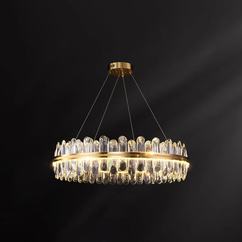 Cirkelvormige eetkamer hangende verlichting Kristallen LED minimalistische kroonluchter messing Clearhalo