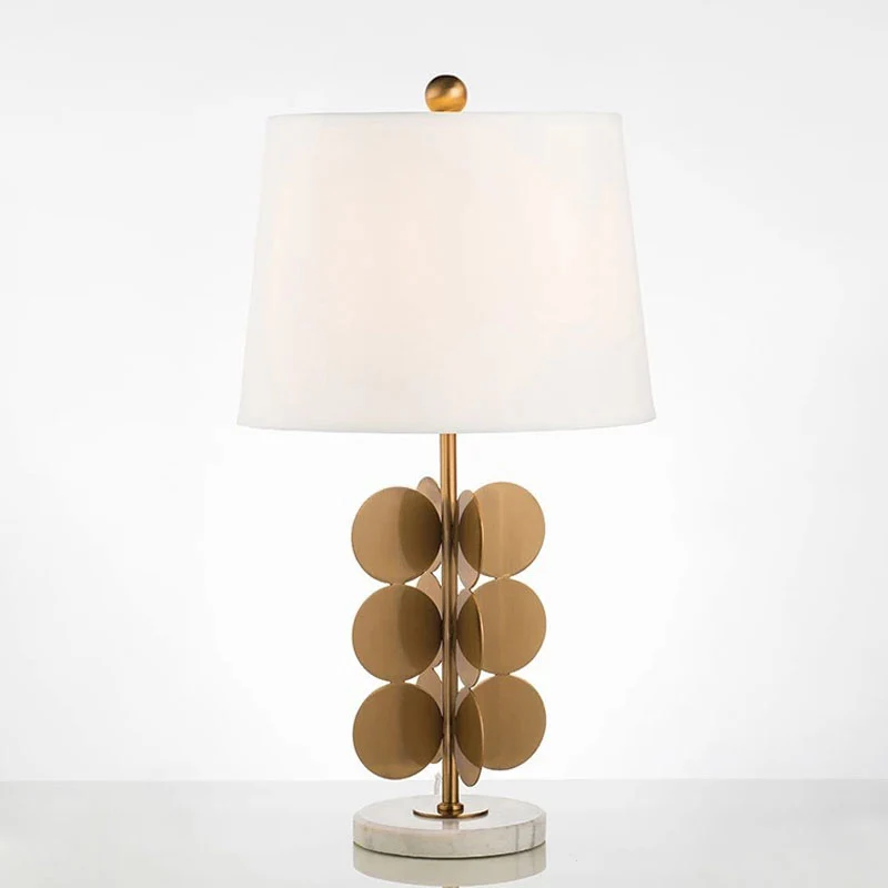 Cirkelvormige metalen kleine bureaulamp Tradition 1 kops messing leeslamp met witte stoffen kap Clearhalo