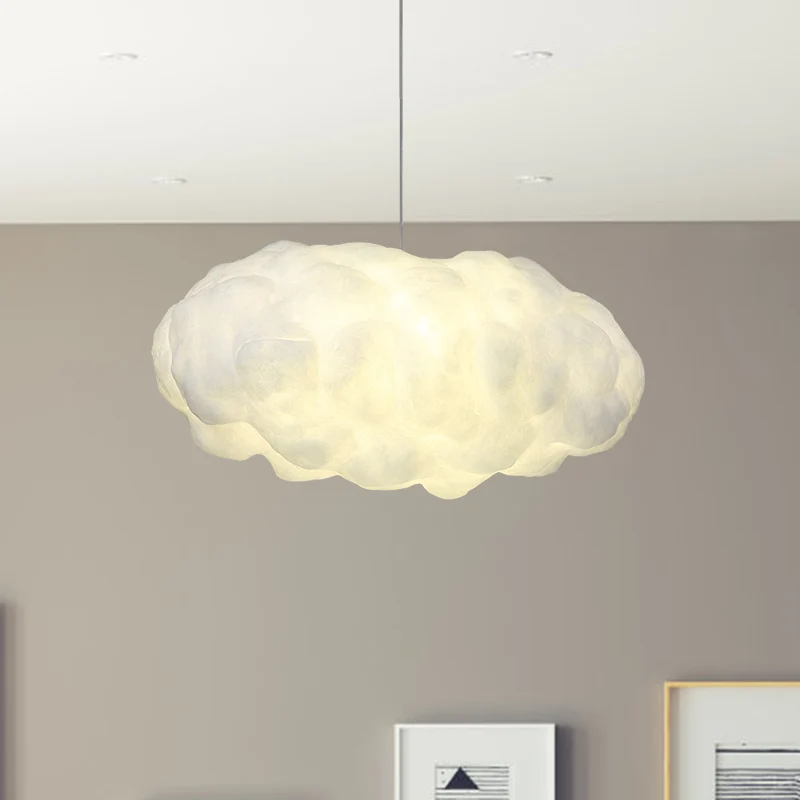 Cloud Hanglamp Kit Minimalisme Katoen 1 Kop Witte Hanglamp Warm/Wit Licht Clearhalo
