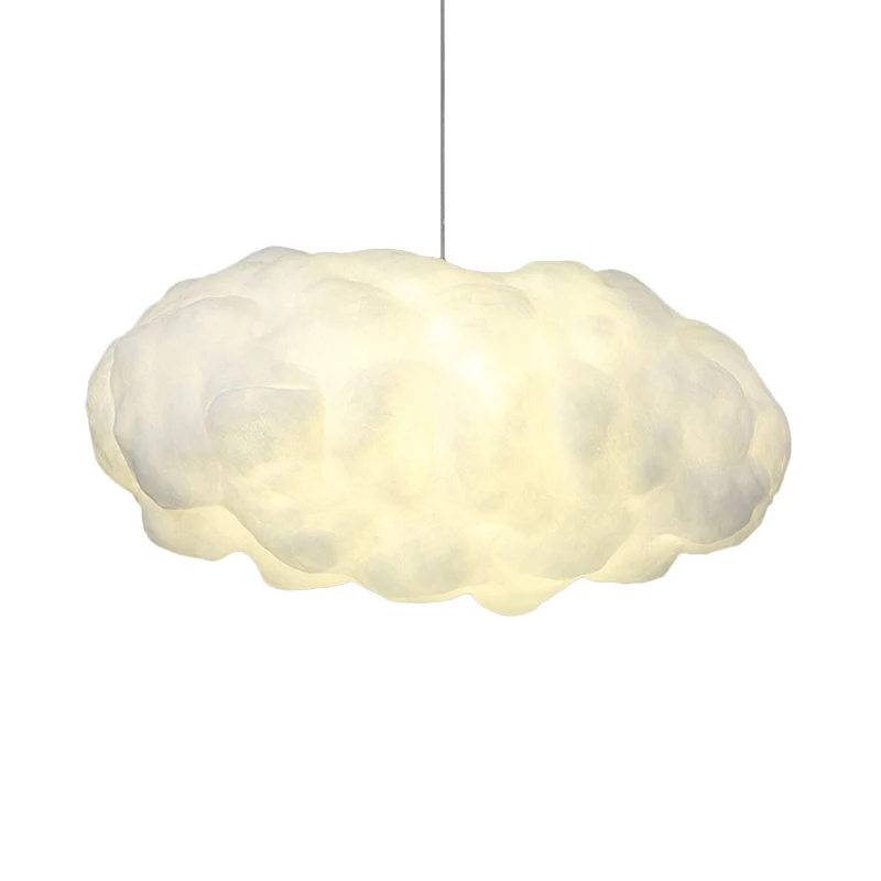 Cloud Hanglamp Kit Minimalisme Katoen 1 Kop Witte Hanglamp Warm/Wit Licht Clearhalo