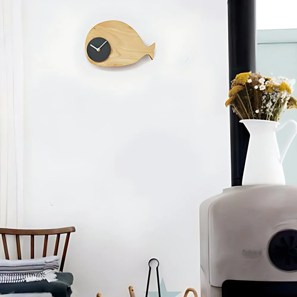 Cloud Jongens Meisjes Slaapkamer Wandverlichting met Klok Houten Cartoon Wandlamp Beige Clearhalo