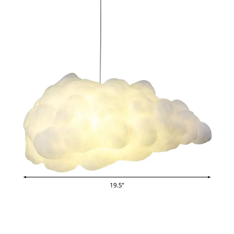 Cloudy hangende hanglamp Artistry Fabric 1-kops woonkamerplafondlamp wit Clearhalo