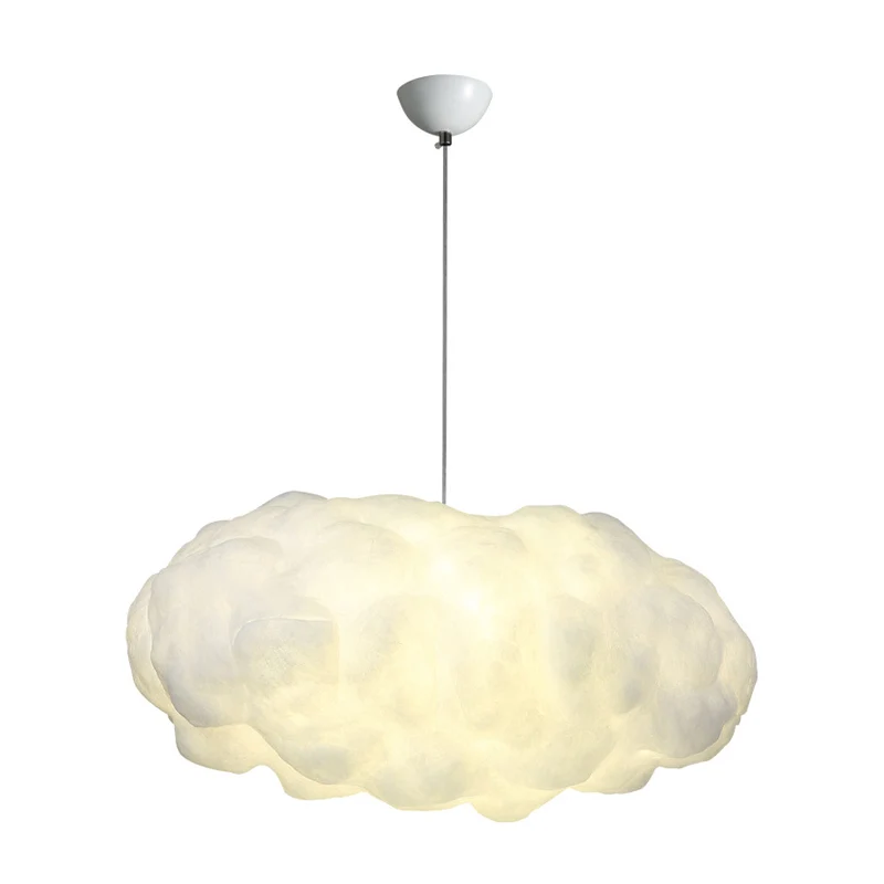 Cloudy hangende hanglamp Artistry Fabric 1-kops woonkamerplafondlamp wit Clearhalo
