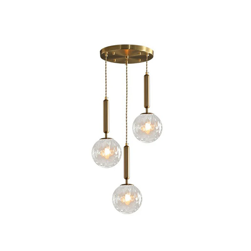 Clusterbol hanglamp Eenvoud Honingraatglas 3-koppige hanglamp met gouden afwerking Clearhalo