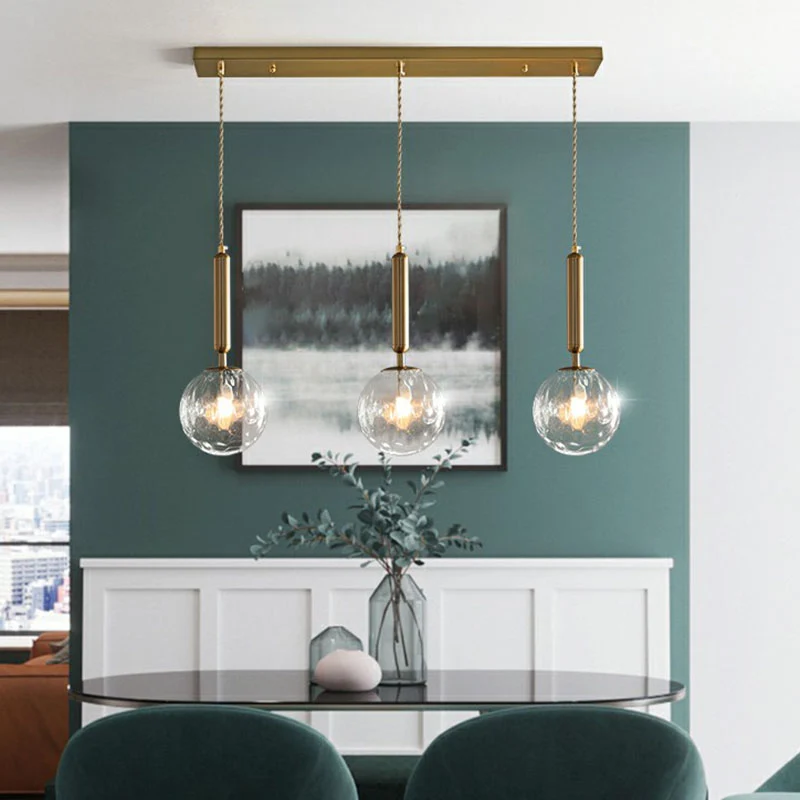 Clusterbol hanglamp Eenvoud Honingraatglas 3-koppige hanglamp met gouden afwerking Clearhalo