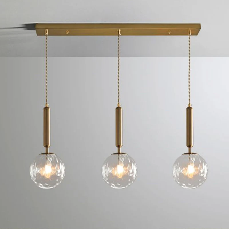 Clusterbol hanglamp Eenvoud Honingraatglas 3-koppige hanglamp met gouden afwerking Clearhalo