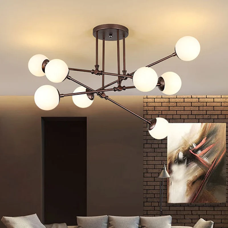 Coffee Bubble plafondkroonluchter eigentijds 8 lampen opaalglas hangende hanglamp Clearhalo