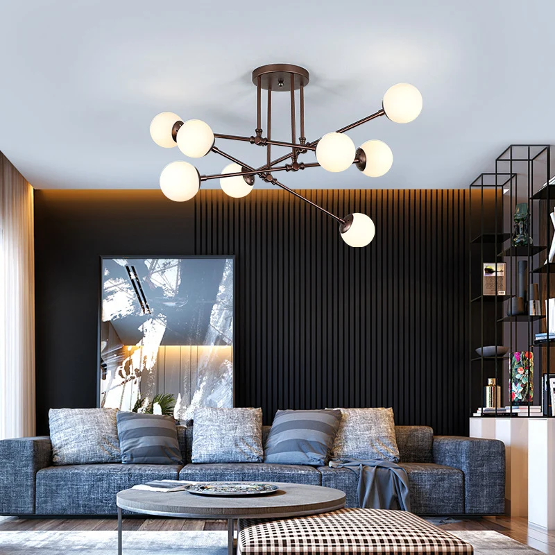 Coffee Bubble plafondkroonluchter eigentijds 8 lampen opaalglas hangende hanglamp Clearhalo