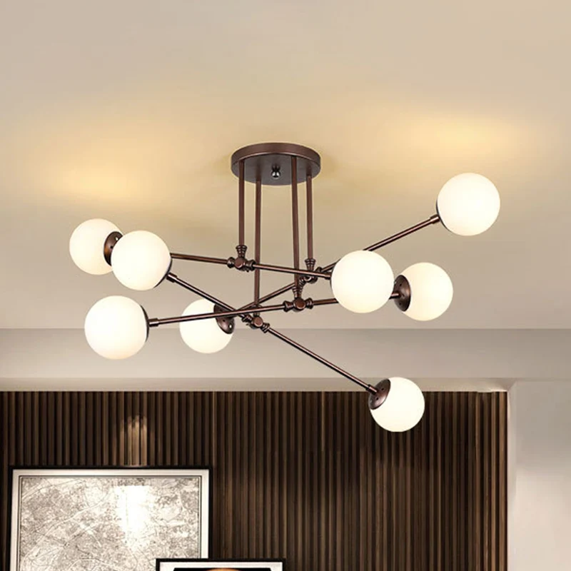 Coffee Bubble plafondkroonluchter eigentijds 8 lampen opaalglas hangende hanglamp Clearhalo