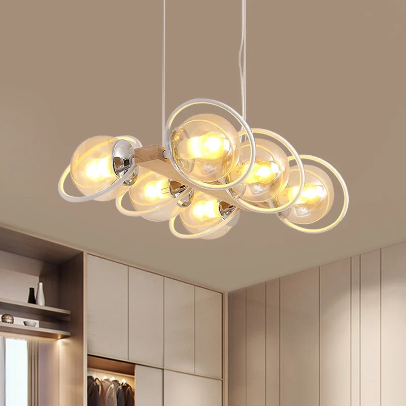 Cognac Bubble Shade Island Lighting 6/8/12 Lights Modern glazen hanglamp voor eetkamer Clearhalo