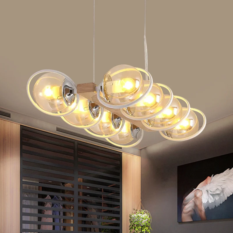 Cognac Bubble Shade Island Lighting 6/8/12 Lights Modern glazen hanglamp voor eetkamer Clearhalo