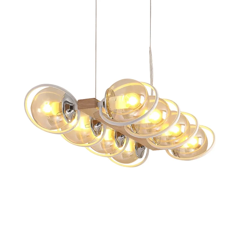 Cognac Bubble Shade Island Lighting 6/8/12 Lights Modern glazen hanglamp voor eetkamer Clearhalo