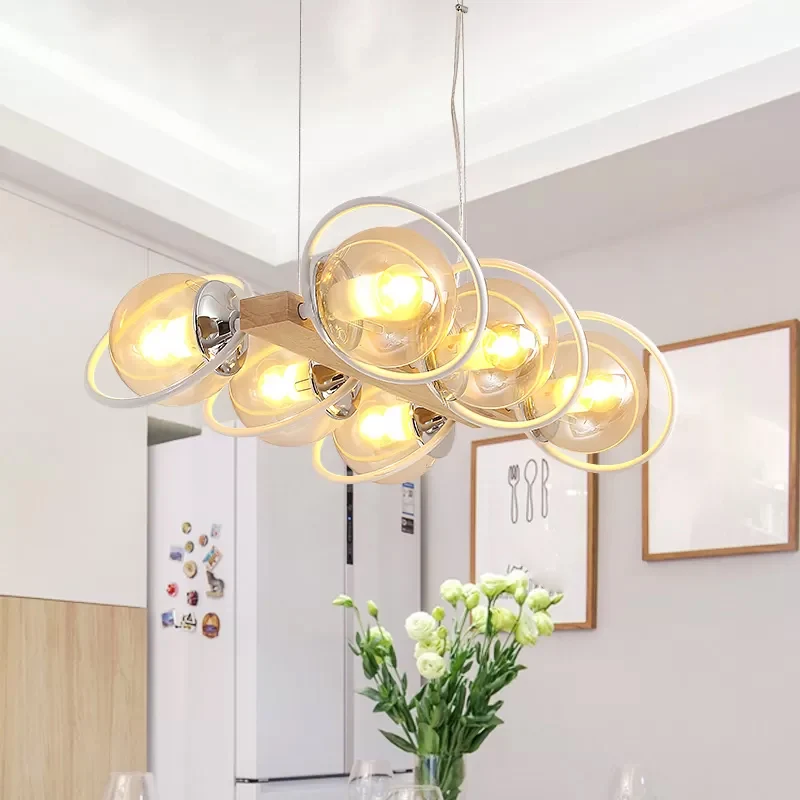 Cognac Bubble Shade Island Lighting 6/8/12 Lights Modern glazen hanglamp voor eetkamer Clearhalo