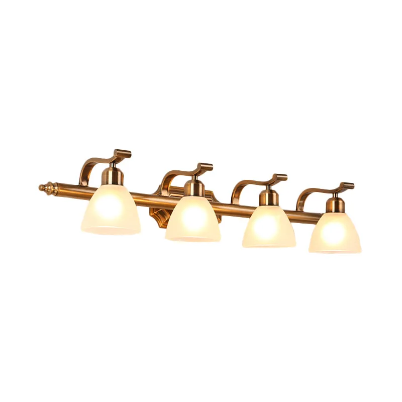 Colonialist Dome Vanity Lighting Idea 1/2/3-lichts crèmekleurige badkamerwandlamp goud met gebogen arm Clearhalo