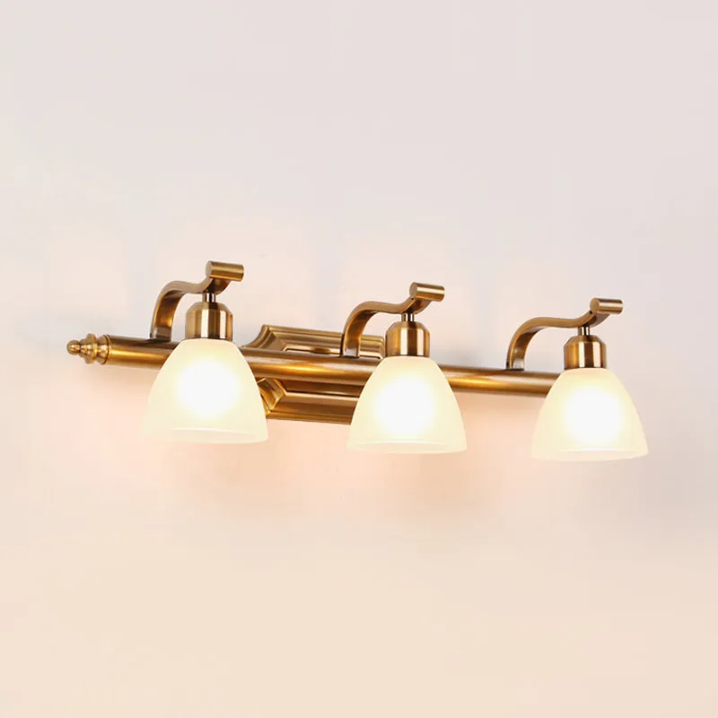 Colonialist Dome Vanity Lighting Idea 1/2/3-lichts crèmekleurige badkamerwandlamp goud met gebogen arm Clearhalo