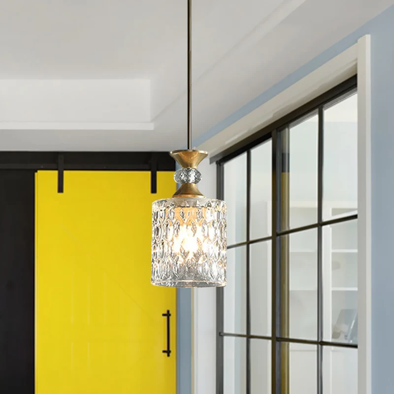Column K9 Crystal Drop Lamp Postmodern 1-lamp Restaurant Downlight-hanger goud Clearhalo