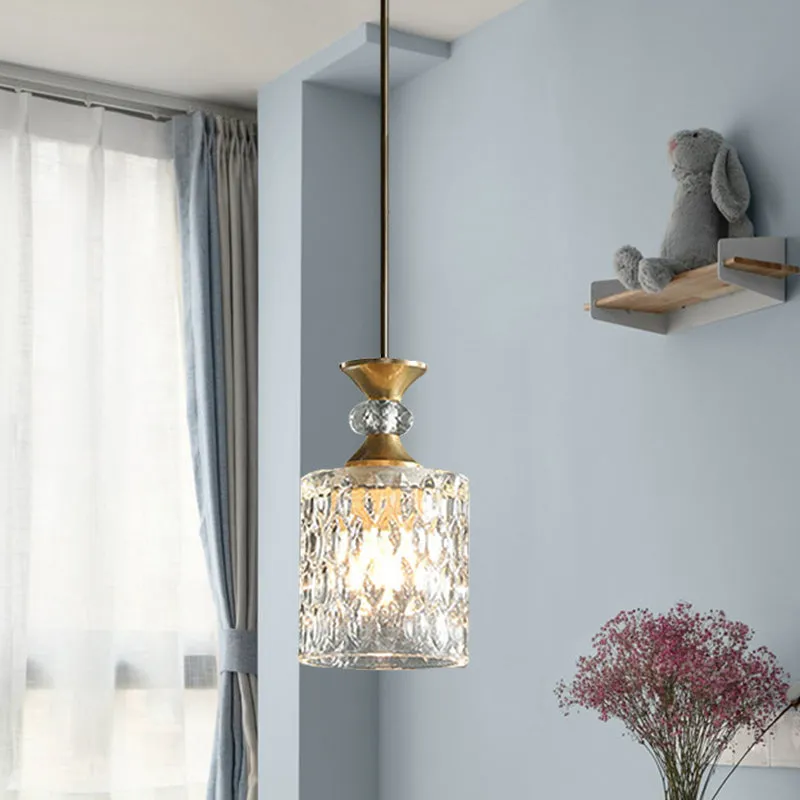Column K9 Crystal Drop Lamp Postmodern 1-lamp Restaurant Downlight-hanger goud Clearhalo