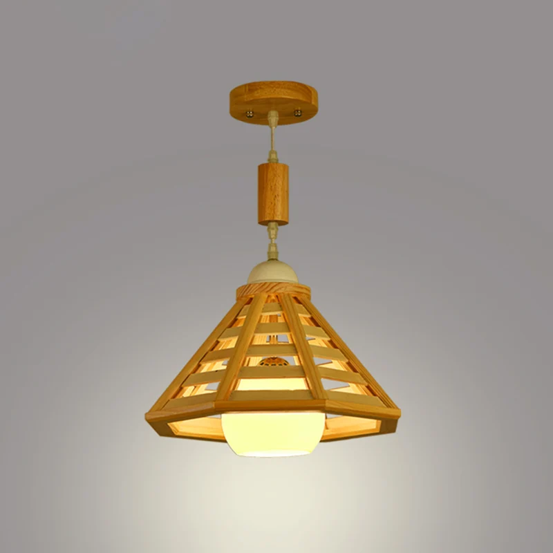 Cone Cage Down Lighting modernistisch hout 1 lichtbeige hanglamp voor eetkamer Clearhalo
