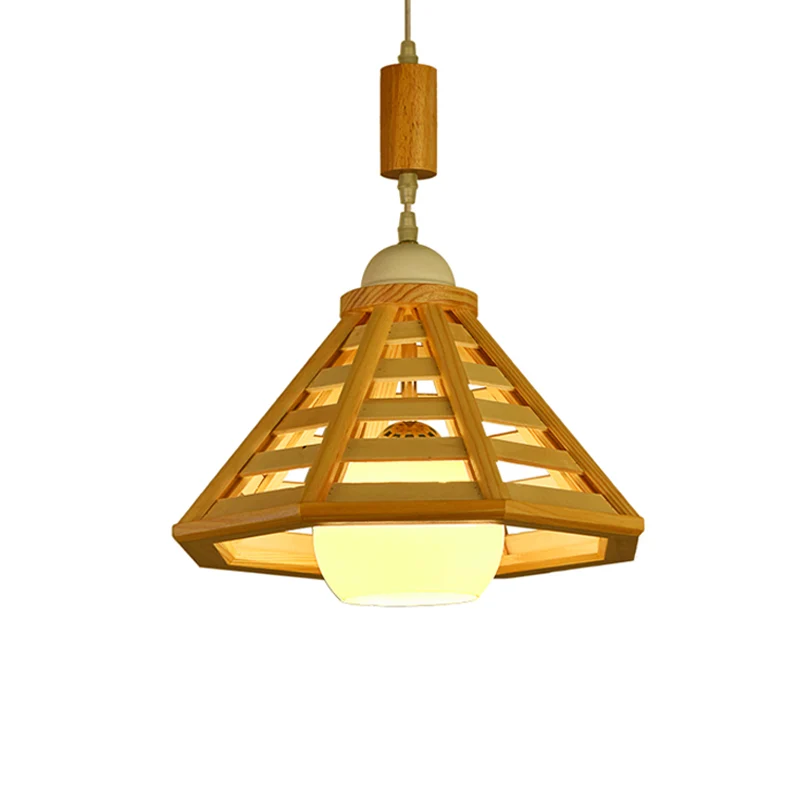 Cone Cage Down Lighting modernistisch hout 1 lichtbeige hanglamp voor eetkamer Clearhalo