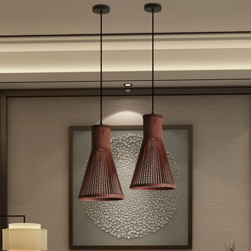 Cone Hanglamp Modern Bamboe 16"/18"/23,5" H 1 Licht Beige/Bruin Downverlichting voor Eetkamer Clearhalo