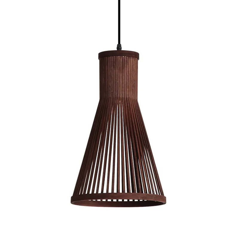 Cone Hanglamp Modern Bamboe 16"/18"/23,5" H 1 Licht Beige/Bruin Downverlichting voor Eetkamer Clearhalo