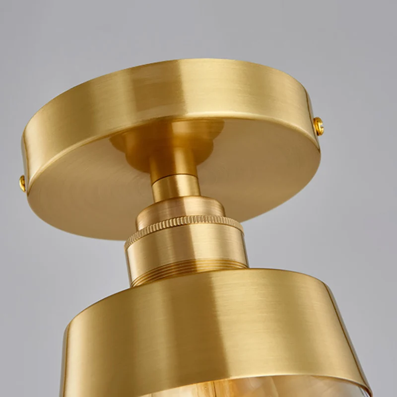 Cone helder glazen plafond inbouw industrieel 1 licht messing afwerking semi-inbouw hanglamp voor balkon Clearhalo