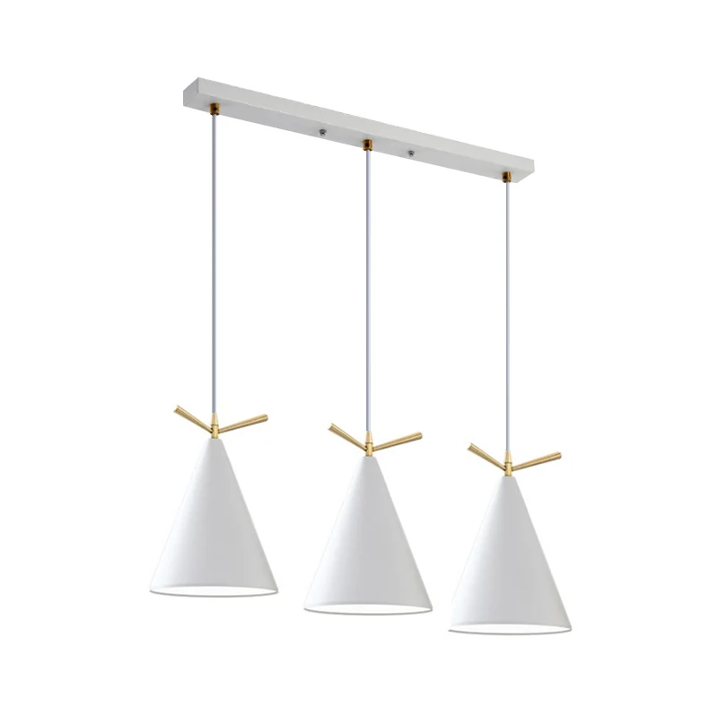 Cone Shade Cluster Hanglamp Scandinavisch Metallic 3-lichts Zwart/Zwart-Grijs-Wit/Wit Hanglamp met Gewei-decor en Ronde/Li...