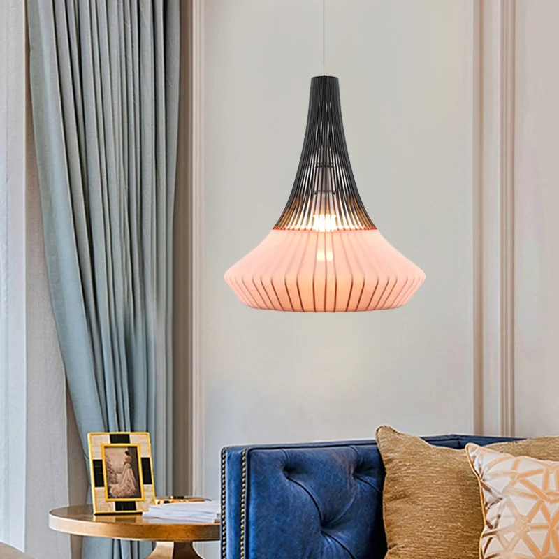 Cone Shade hanglamp moderne stijl stof 1 licht zwart/roze/blauw hanglamp voor woonkamer Clearhalo