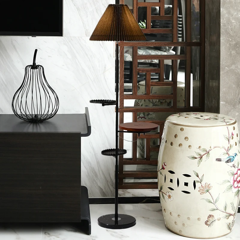 Cone staande lamp moderne stof 1 lamp studeerkamer vloerleeslamp met houten planken zwart Clearhalo