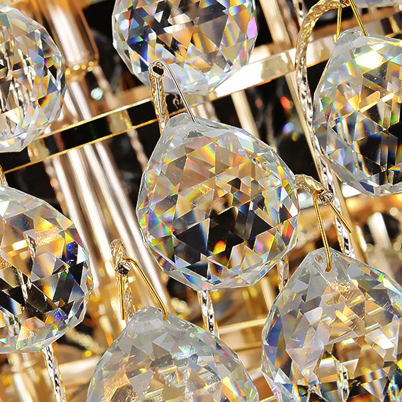 Cone Stairway Kroonluchter Hanglamp Eenvoudige heldere kristallen staaf 12 koppen Gouden hanglamp Clearhalo