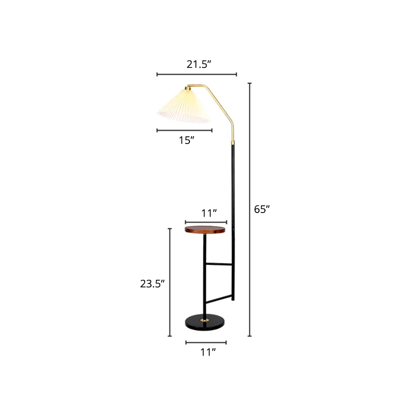 Cone Stand Up Lamp Minimalistische geplooide stof Vloerverlichting voor een slaapkamer met dienblad en marmeren voet Clear...