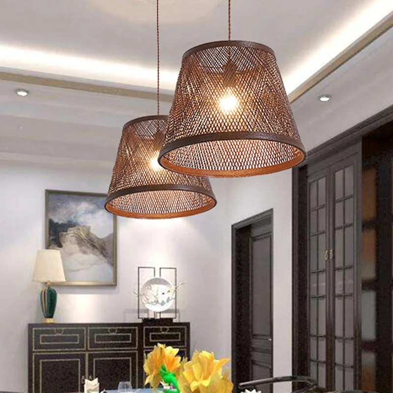 Cone Suspension hanglamp modern rotan 1 lichtbruine hanglampset voor eetkamer Clearhalo