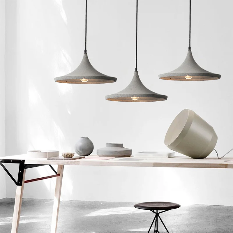 Conische Cement Suspension Lighting Scandinavische stijl 1-lamp grijze hangende plafondlamp Clearhalo