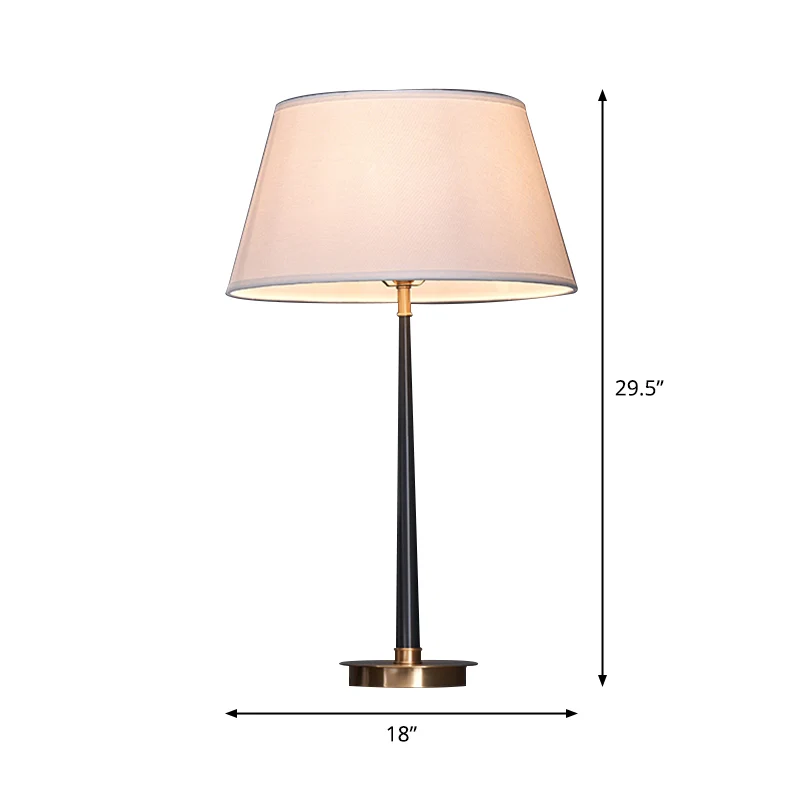 Conische Frustum Nachtlamp Eenvoud Stof Enkel Zwart Tafellampje voor Slaapkamer Clearhalo
