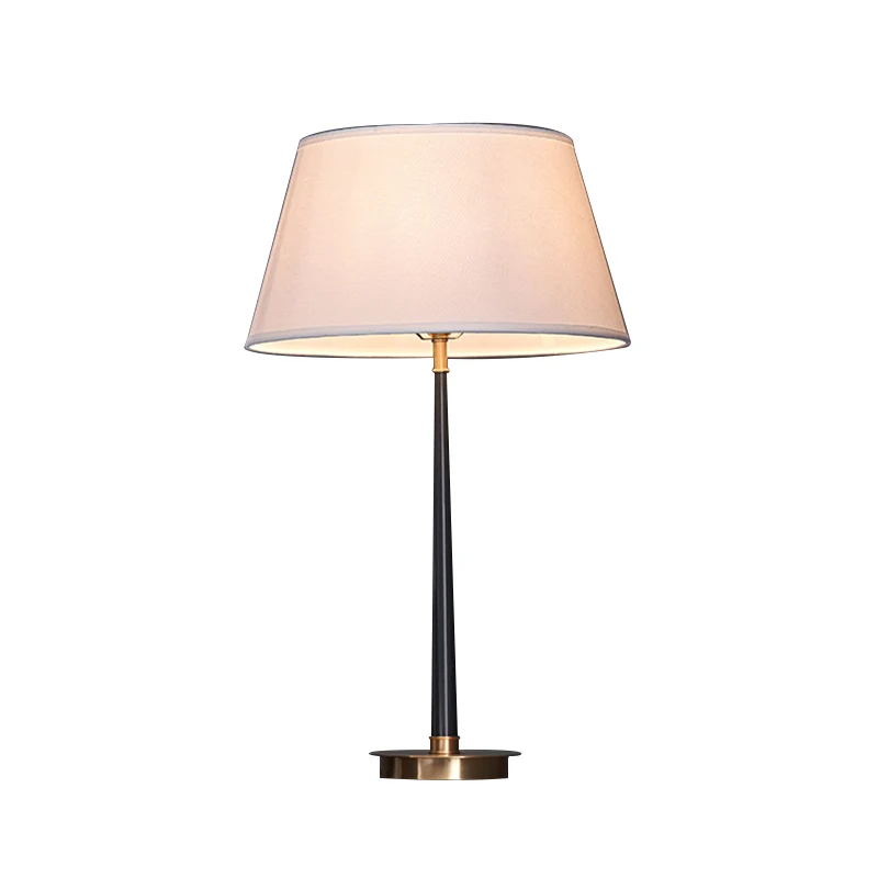 Conische Frustum Nachtlamp Eenvoud Stof Enkel Zwart Tafellampje voor Slaapkamer Clearhalo