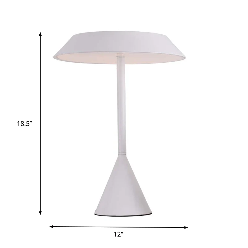 Conische Frustum Touch Dimmer Bureaulamp Eenvoudig IJzer 1 Kop Wit Leesboeklicht Clearhalo