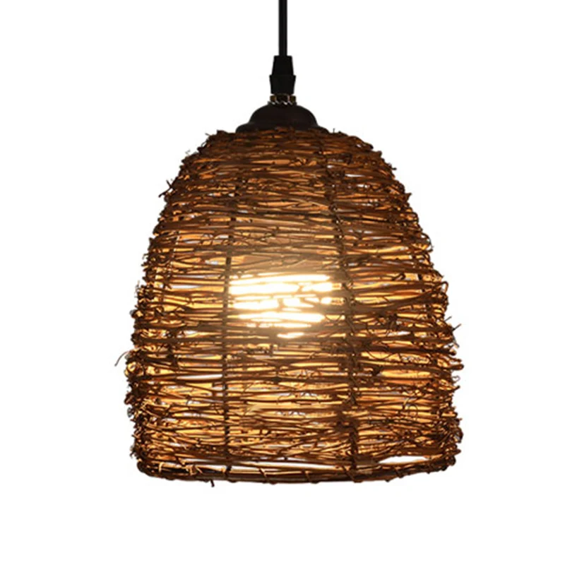 Conische hanglamp hedendaagse stijl rotan 1 kop beige/bruine hanglamp voor eetkamer Clearhalo