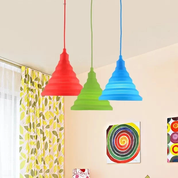 Conische hanglamp voor kinderen, metaal, enkele kop, felgekleurde hanglamp voor speelkamer Clearhalo