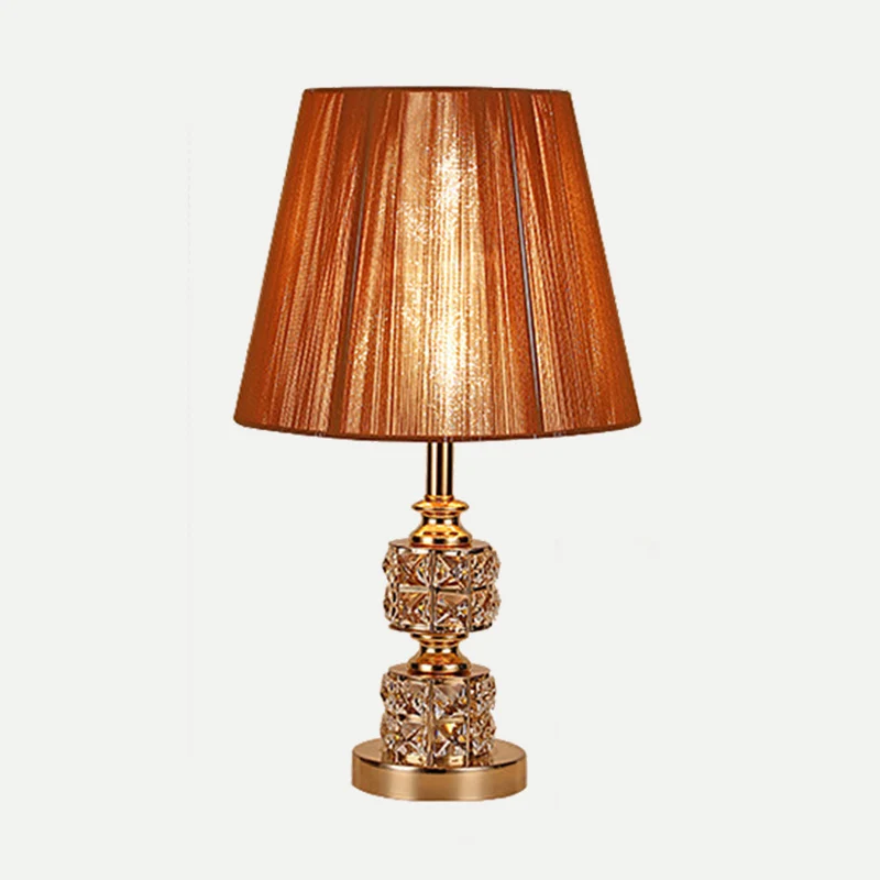 Conische kap Kristallen taakverlichting Modernistische stof 1 kop Gouden kleine bureaulamp Clearhalo
