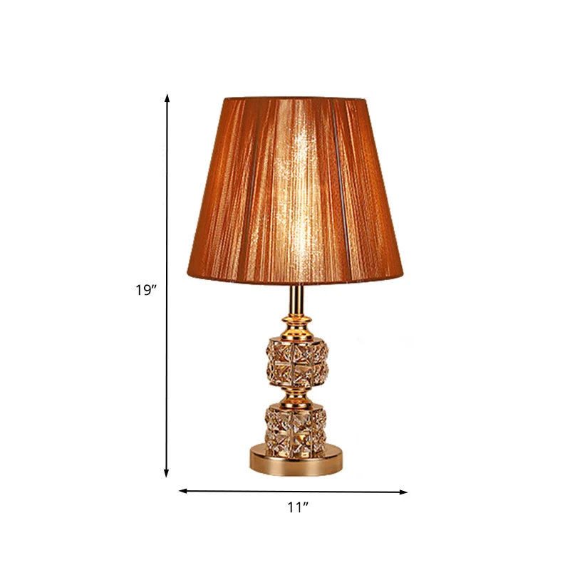Conische kap Kristallen taakverlichting Modernistische stof 1 kop Gouden kleine bureaulamp Clearhalo
